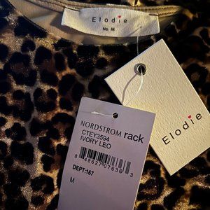 NWT Elodie Velour Leopard Print Thong Print Bodysuit M